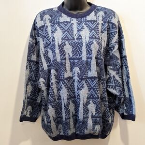 𝅺vintage oversized blue knit sweater small